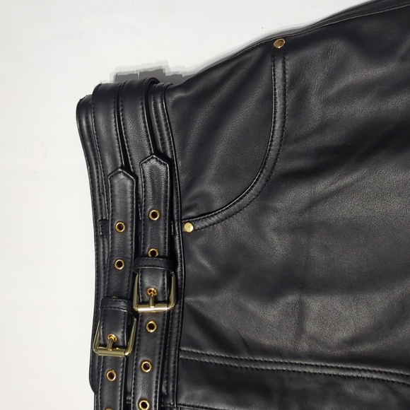 Lovers + Friends Women Lovi Leather Mini Skirt NWT Black 100% Lamb Leather Large - Picture 5 of 14